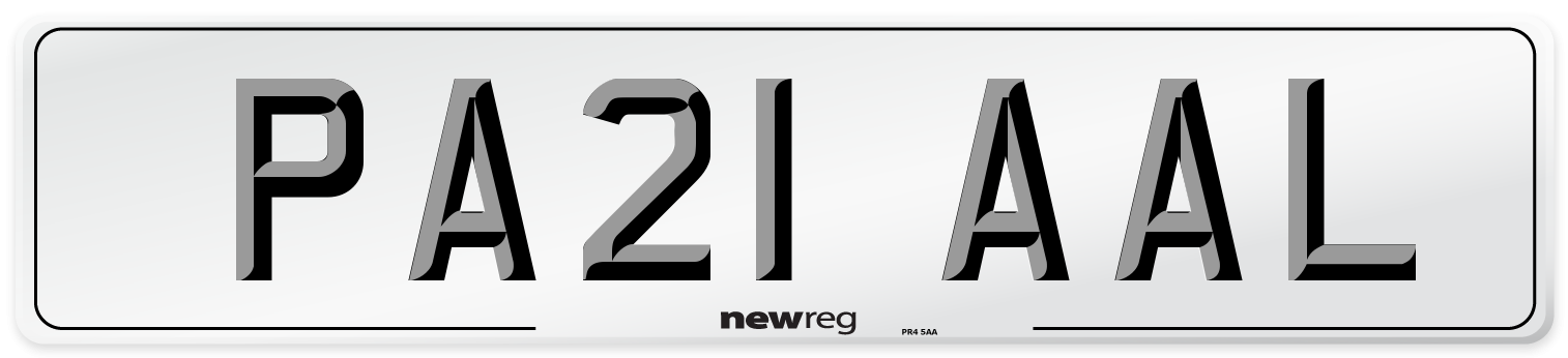 PA21 AAL Number Plate from New Reg
